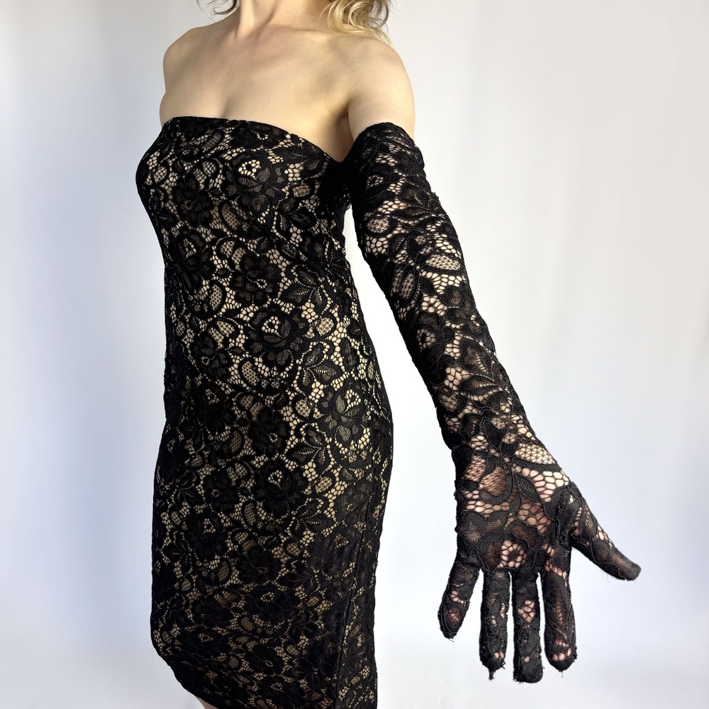 Alexia Admor Zelle Lace Strapless Midi Sheath Dress – Size 10 - Picture 2 of 16